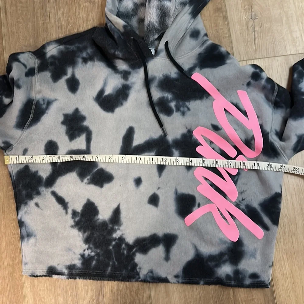 **SOLD ON MERCARI**PINK Victoria’s Secret tie-dyed cropped hoodie size small - Picture 7 of 8